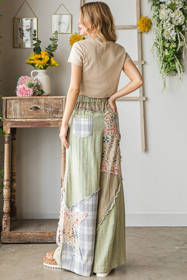 Star Patch Wide Leg Pants (Mint) – Audrey 'n Elise