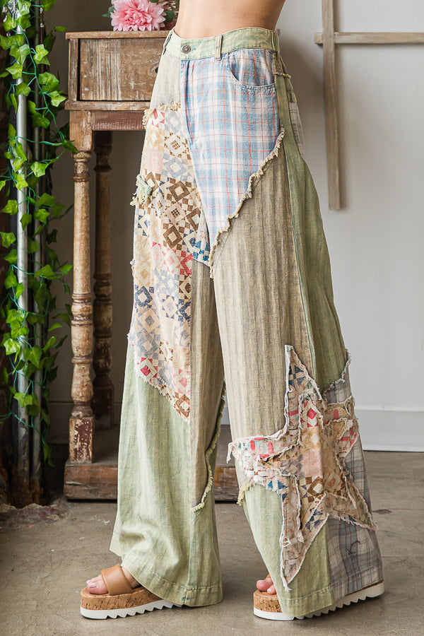 Star Patch Wide Leg Pants (Mint) – Audrey 'n Elise