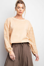 Dreamy Days Eyelet Lace Mineral Washed Pullover (Almond)