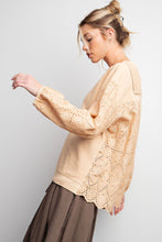 Dreamy Days Eyelet Lace Mineral Washed Pullover (Almond)