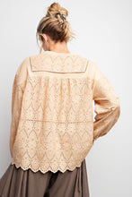 Dreamy Days Eyelet Lace Mineral Washed Pullover (Almond)