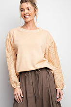 Dreamy Days Eyelet Lace Mineral Washed Pullover (Almond)