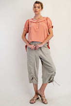 Briar Ruffled Mineral Wash Top (Coral)