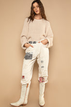 Patchwork Ankle Length Jeans (Cream)