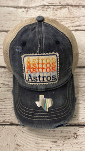 Distressed Astros Baseball Cap (Blue)