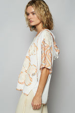 Vintage Patch V-Neck Hoodie Top (Off White)