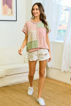 Daisies and Pink Color Block Top (Celery)