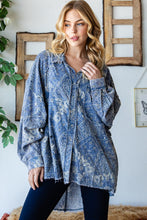 Scarf Print Button Front Shirt (Navy)