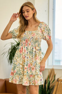 Tea Time Floral Dress (Ivory)
