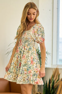 Tea Time Floral Dress (Ivory)