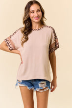 Hints of Leopard Print Top (Taupe)
