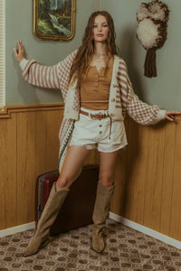 Striped and Checkered Cardigan