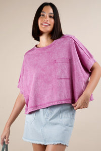 Easy Breezy Knit Pocket Tee (Orchid)