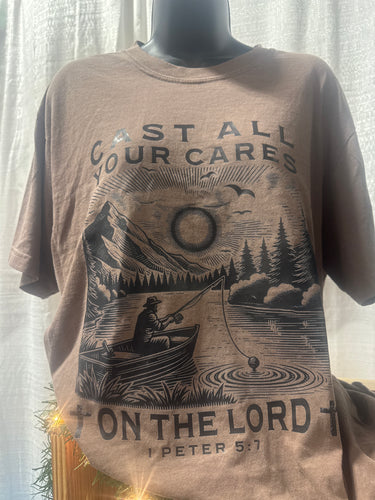 Men's Peter Cast Your Cares T Shirt  (Mocha)