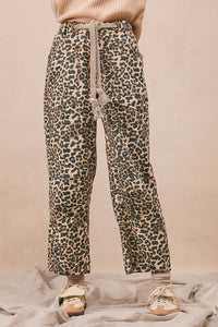 Braided Waist Belt Leopard Print Pants