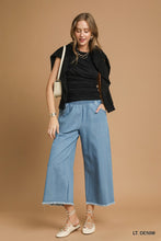 Easy Does It Frayed Wide-Leg Denim Pants (Light Denim)