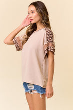 Hints of Leopard Print Top (Taupe)
