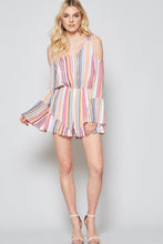 Sunset Stripe Cold Shoulder Romper