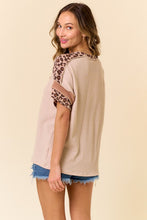 Hints of Leopard Print Top (Taupe)