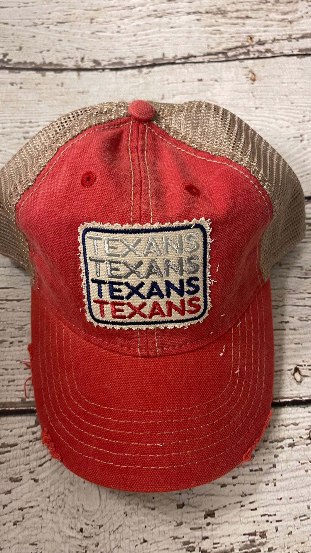 Distressed Texans Baseball Cap (Red)
