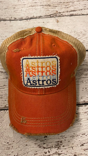 Distressed Astros Baseball Cap (Orange)