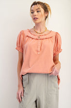 Briar Ruffled Mineral Wash Top (Coral)