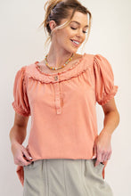 Briar Ruffled Mineral Wash Top (Coral)