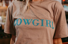 Cowgirl Sequins Engraved 3D Embroidery Tee (Tan)