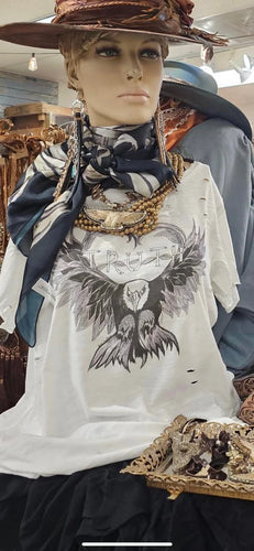 A Rare Bird Truth Siignature Distressed Top (White)
