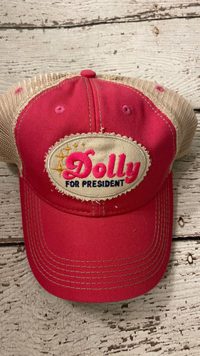 Distressed Dolly for President Baseball Cap (Pink)