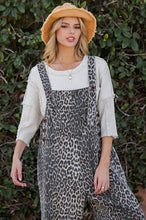 Washed Animal Print Twill Overalls