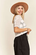 Alicia Eyelet and Crochet Crop Top (White)