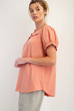 Briar Ruffled Mineral Wash Top (Coral)
