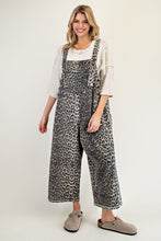 Washed Animal Print Twill Overalls