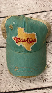 Distressed Texas Chica Baseball Cap (Green)