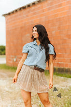 Rowdy Ruffles Top (Light Denim)