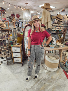Tattered & Distressed Top (Cranberry)