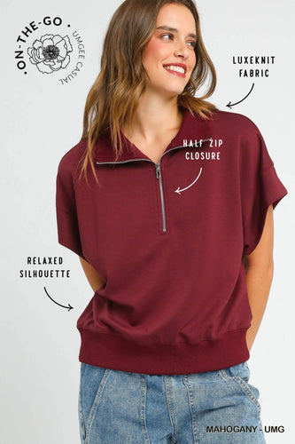 Luxeknit Relaxed Half-Zip Pullover (Mahogany)