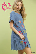 Wildflower Whimsy Babydoll Dress (Denim)