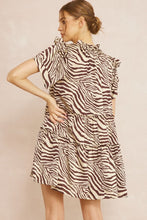 Alexis Zebra Print Mini Dress (Chocolate)