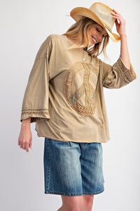 Peace Patch Jersey Top (Olive)