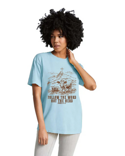 Follow The Word Not The Heard T-Shirt (Light Blue)