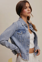 Ruffled Hem Denim Jacket (Light Denim)