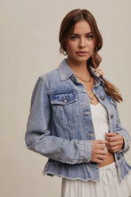 Ruffled Hem Denim Jacket (Light Denim)