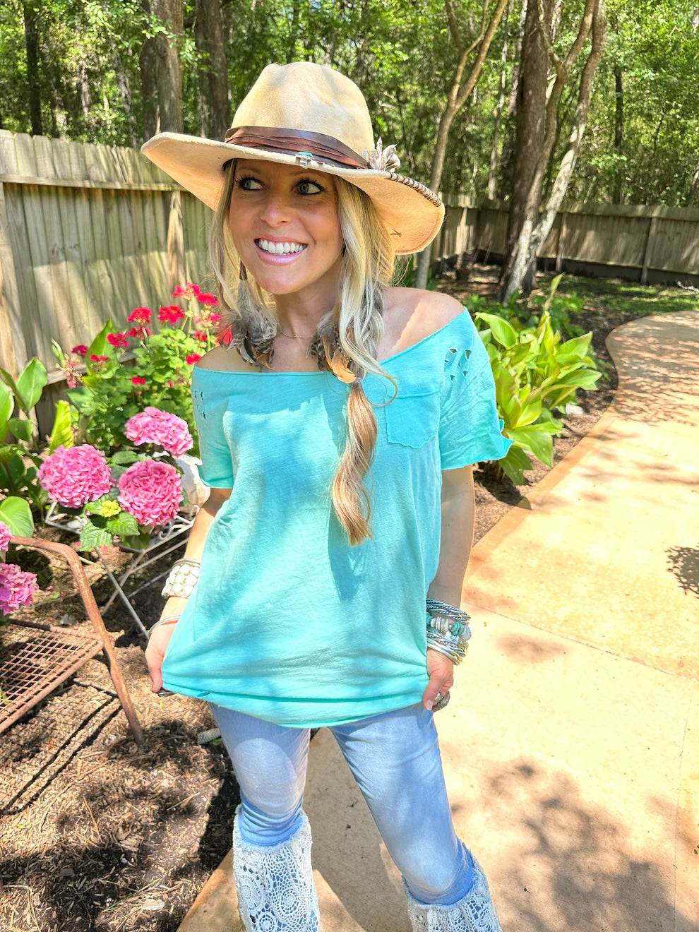Tattered & Distressed Top (Teal)