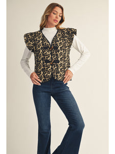 Ruffle & Roar Vest Leopard Puffer Vest