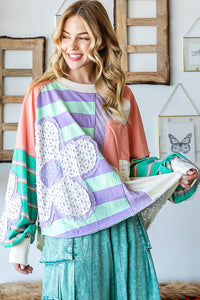 Daisy Patch Long Sleeve Top (Lavender)