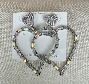 Double Heart Aurora Borealis Crystals Earrings