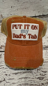 Distressed Out It On Dad's Tab Baseball Cap (Burnt Orange)