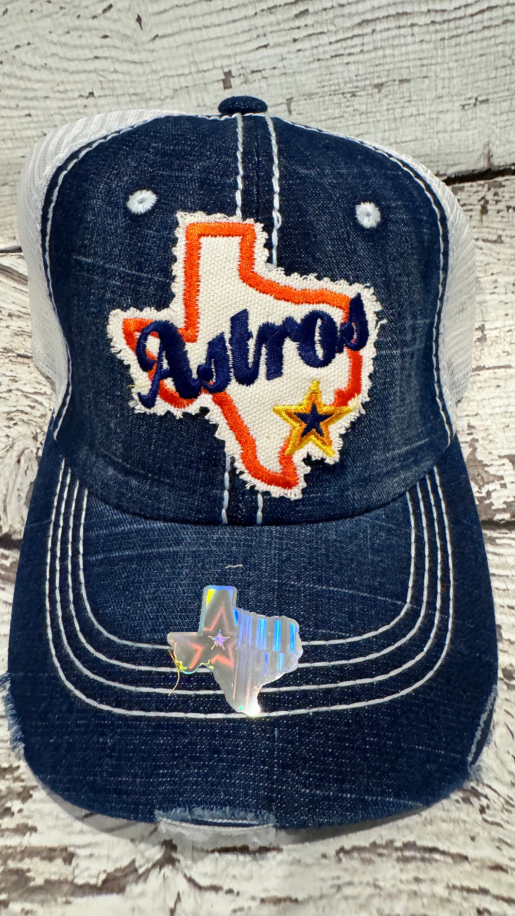 Distressed Houston Astros Baseball Cap (Blue)